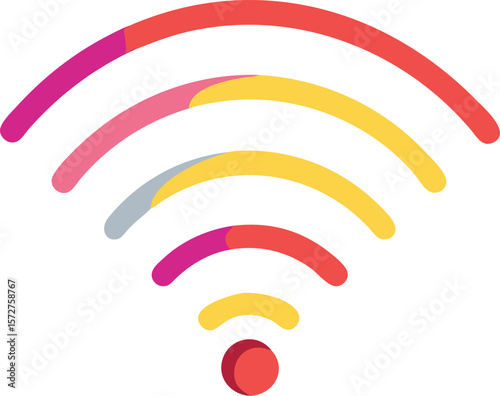 A stylized Wi-Fi signal icon with three arcs, isolated on white, for wireless connection, internet, or network status.
