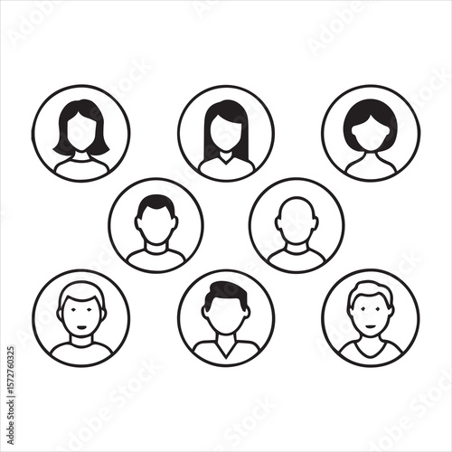 pepole icon set silhouette vector