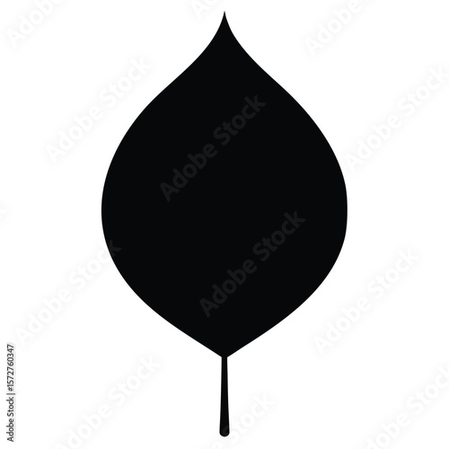A bold black silhouette of a poplar (Populus) leaf,