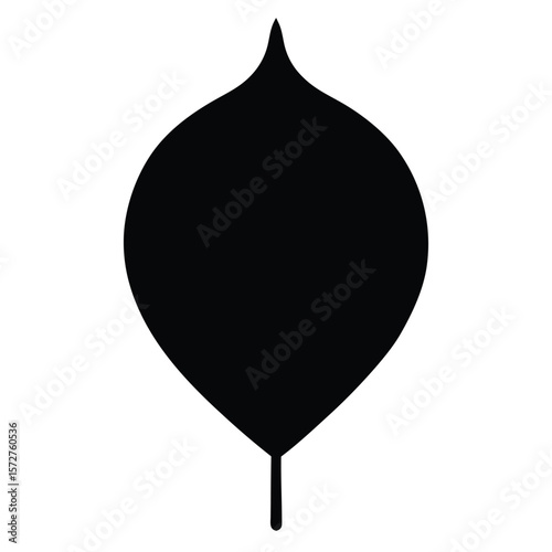 A bold black silhouette of a poplar (Populus) leaf,