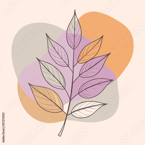  A bold black silhouette of an ash leaf, lanceolate to oblong shape with serrated edges, 