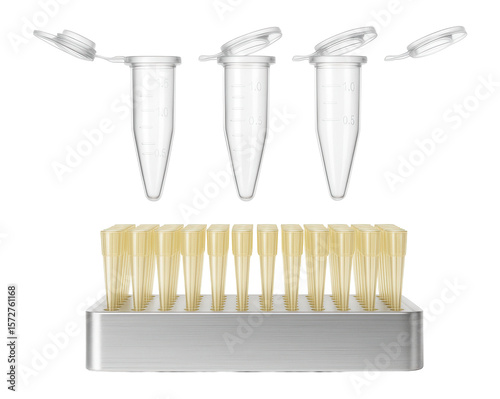 DNA library preparation kit with microcentrifuge tubes and pipette tips
