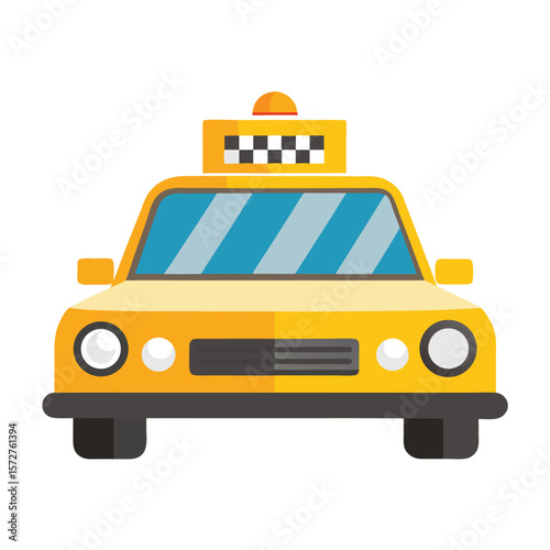A taxi cab with a light on top, isolated on a clean white background, for transportation, urban travel, or city services.