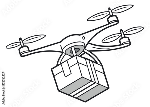 Drone Delivering Package Illustration delivery quadcopter