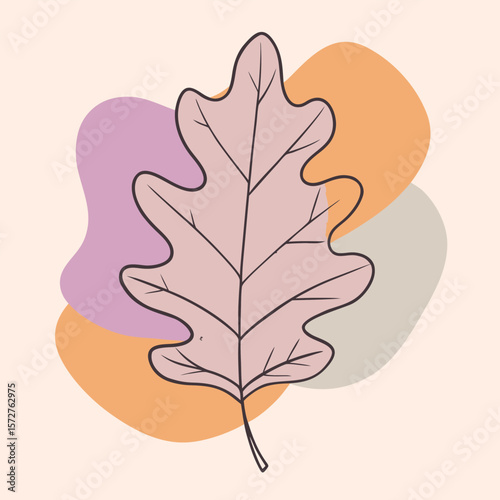  A bold silhouette of an oak leaf, centered on a pure white background, deep lobes and rounded edges, flat vector style, 