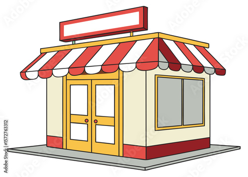 Illustration of a Red and White Striped Awning Storefront