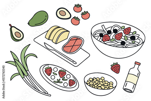A variety of healthy food options for a balanced diet
