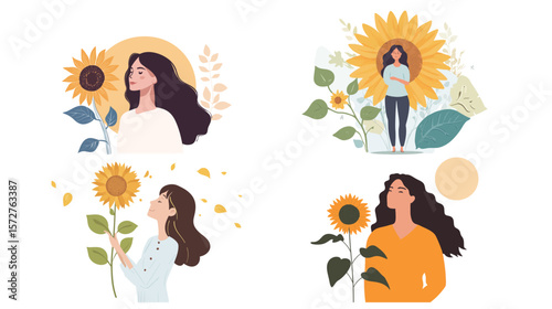 Soulful woman holding a sunflower on her birthday, immersed in quiet reflection and self-discovery, symbolizing inner peace, personal growth, and the beauty of life’s journey on a meaningful day 