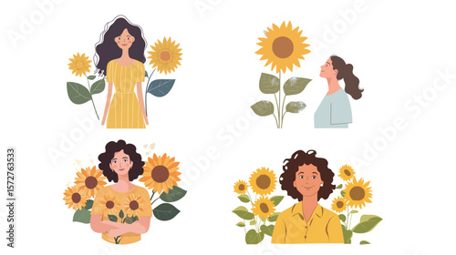 Soulful woman holding a sunflower on her birthday, immersed in quiet reflection and self-discovery, symbolizing inner peace, personal growth, and the beauty of life’s journey on a meaningful day 