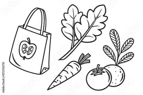 A reusable shopping bag and fresh vegetables are ready for a healthy meal