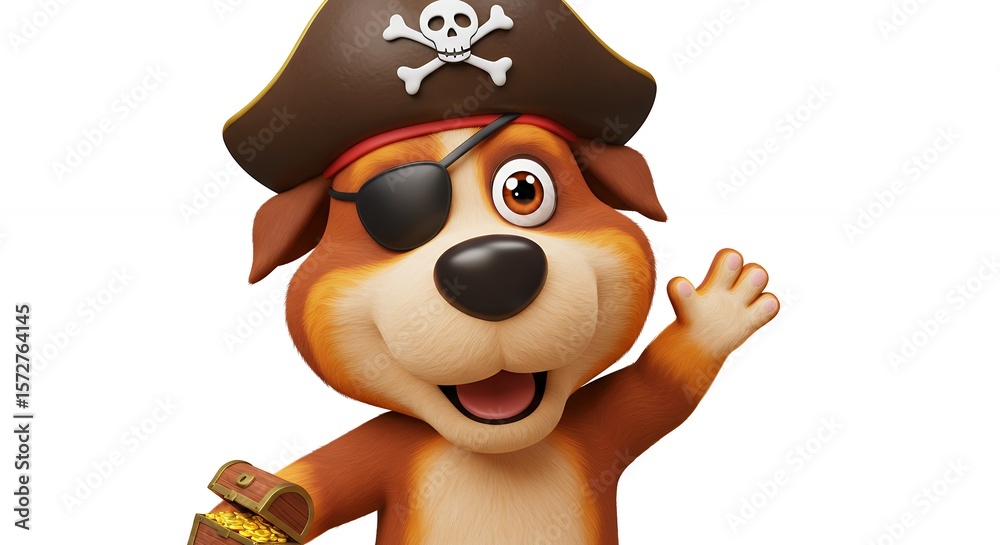 Naklejka premium Cartoon dog pirate hat
