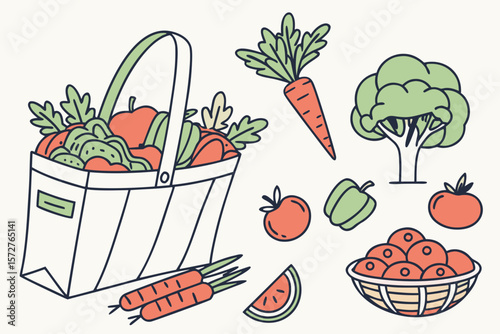 A bountiful basket overflowing with fresh fruits and vegetables for a healthy life