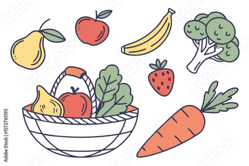 A basket filled with fresh fruits and vegetables for a healthy lifestyle