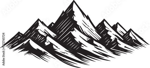 Jagged Mountain Silhouette Illustration – Rugged Peaks, Bold Terrain & Minimalist Nature Landscape Elements