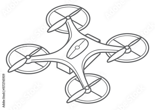 Top- Down Gray Drone Illustration on White Background