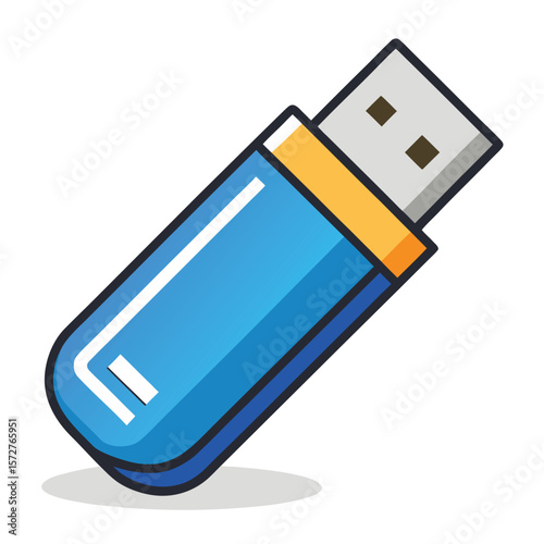 A USB flash drive, isolated on a clean white background, perfect for data storage, technology, or digital files.