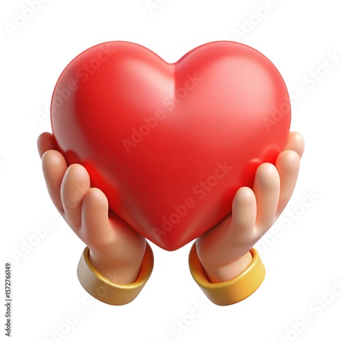 Two hands gently holding a red heart offering love, romance, or Valentine's Day sentiment with warmth and care.
