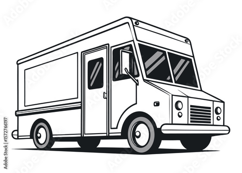 White Food Truck Side View Illustration vehicle