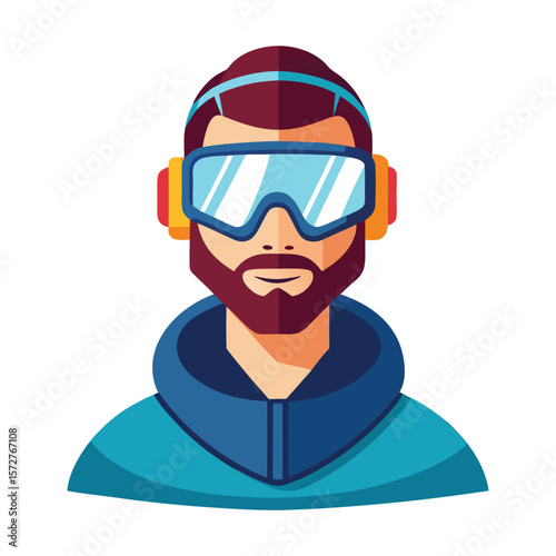 A virtual reality avatar, isolated on a white background, representing digital identity, gaming, or online presence.