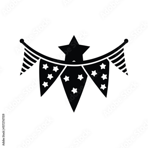 american bunting vector black silhouette illustration