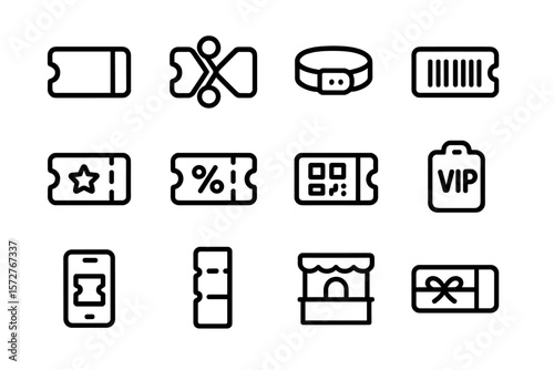 Modern minimalist icons for tickets and coupons