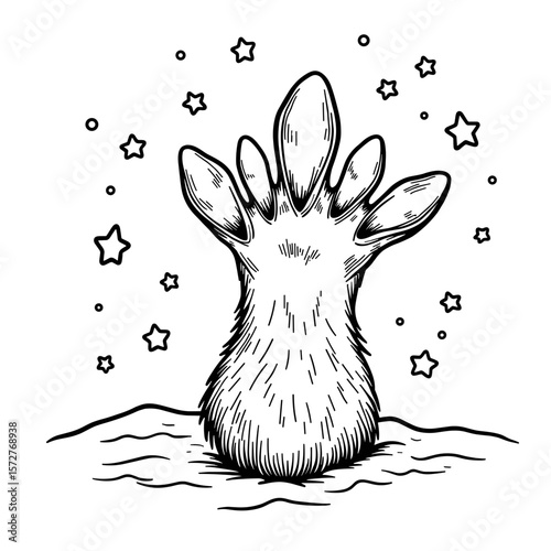 Reindeer Hoof Print Coloring Book Page, Cute Kids Drawing Design