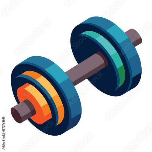 A weightlifting dumbbell, isolated on a clean white background, representing fitness, exercise, strength, or workout.