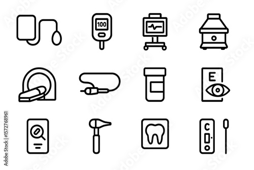 Medical icons set: diagnostic equipment and health tools