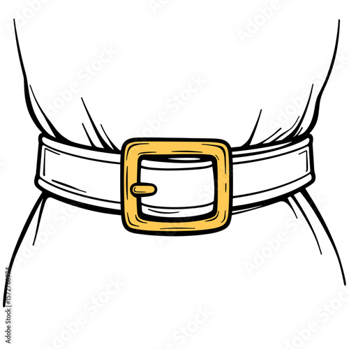 Abstract illustration of Santa's belt with gold buckle, kids coloring book design