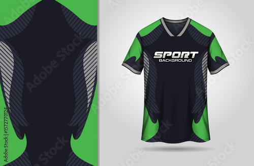 Sport gaming jersey design with curve black and green color