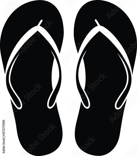 beach flip flops vector high quality black silhouette