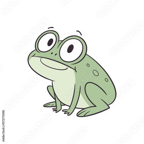 green frog on white background