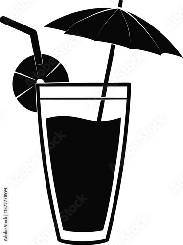 blended drink with umbrella vector black silhouette