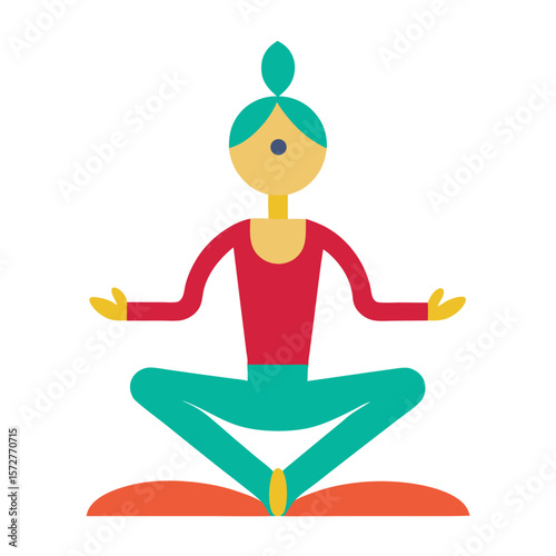 A simplified figure in a yoga pose, isolated on a clean white background, perfect for wellness, meditation, or fitness.