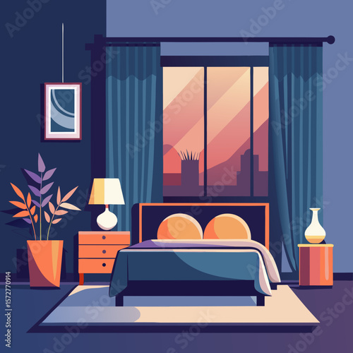 Minimalist Modern Bedroom Sticker – Sleek Furniture Silhouette for Interior Design Lovers, Home Decor Planners, and Contemporary Aesthetic Fans