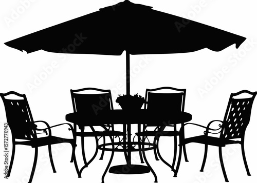 Sleek Outdoor Dining Silhouette Sticker – Minimal Style Art for Garden Spaces, Alfresco Meal Settings, and Calm Patio Decor Themes