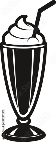 chubby milkshake glass vector black silhouette illustration