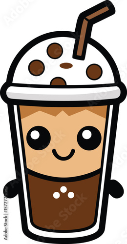 cute iced coffee vector black silhouette illustration