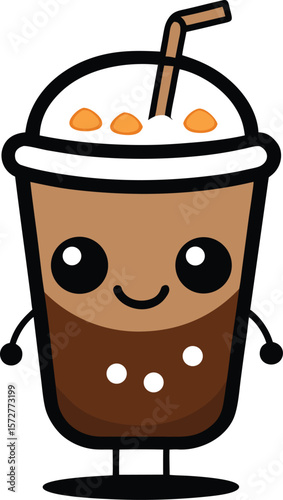 cute iced coffee vector black silhouette illustration