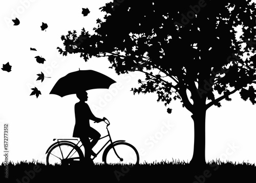 Cyclist balancing one-handed - sticker for expressive movement, adventure, and skilled riding in street or active lifestyle scenes.