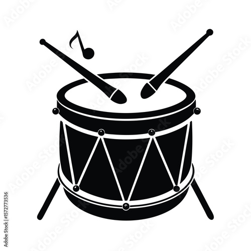 drum and sticks vector black silhouette illustration