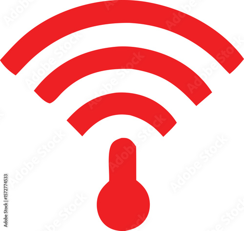 A red wireless signal icon is superimposed over a red thermometer symbol suggesting a connection between temperature and wireless connectivity