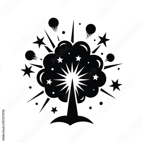 firework blast vector black silhouette illustration