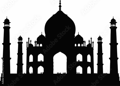Detailed Taj Mahal silhouette SVG - perfect for India-themed prints, travel gifts, architectural posters, historic landmark decor, and SVG cut files for Cricut/plotter