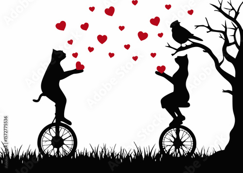 Romantic couple silhouette design with whimsical elements - great for wedding stickers, love story art, anniversary SVG crafts, or heartfelt handmade gifts and décor