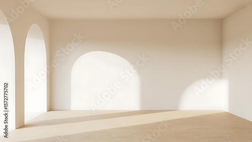 Minimalist room with arched openings and soft light interior architecture