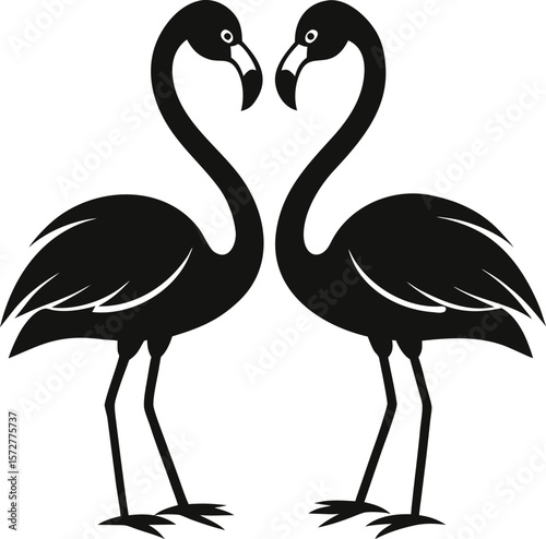 flamingo pair vector high quality black silhouette