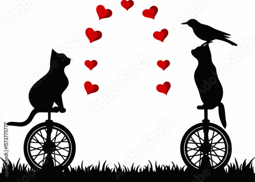 Silhouette couple sharing romantic moment in whimsical style - ideal for love-themed SVGs, wedding decor, anniversary prints, or Valentine's Day sticker designs