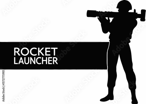 Bold black silhouette of a soldier with launcher-ideal for SVG packs on military tribute, veteran pride, combat force art, and patriotic sticker print collections