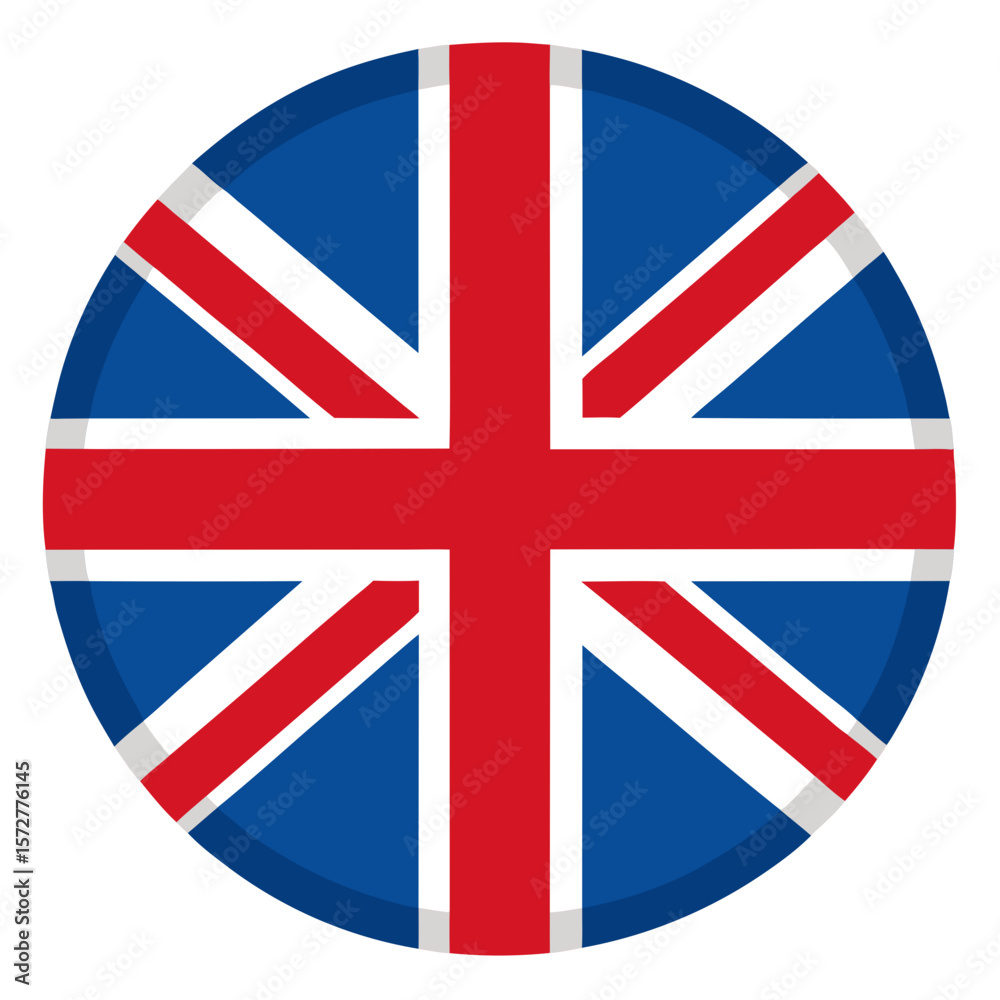 Obraz premium United Kingdom flag circular vector icon, ideal for sticker packs focused on travel, nationalism, or educational and international designs